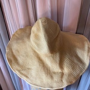 Oversized yellow faux straw Sun hat